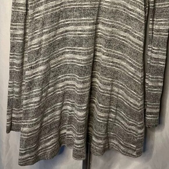 La Blanca Striped Knit Hoodie Tunic Top – Gray/White - Picture 9 of 10